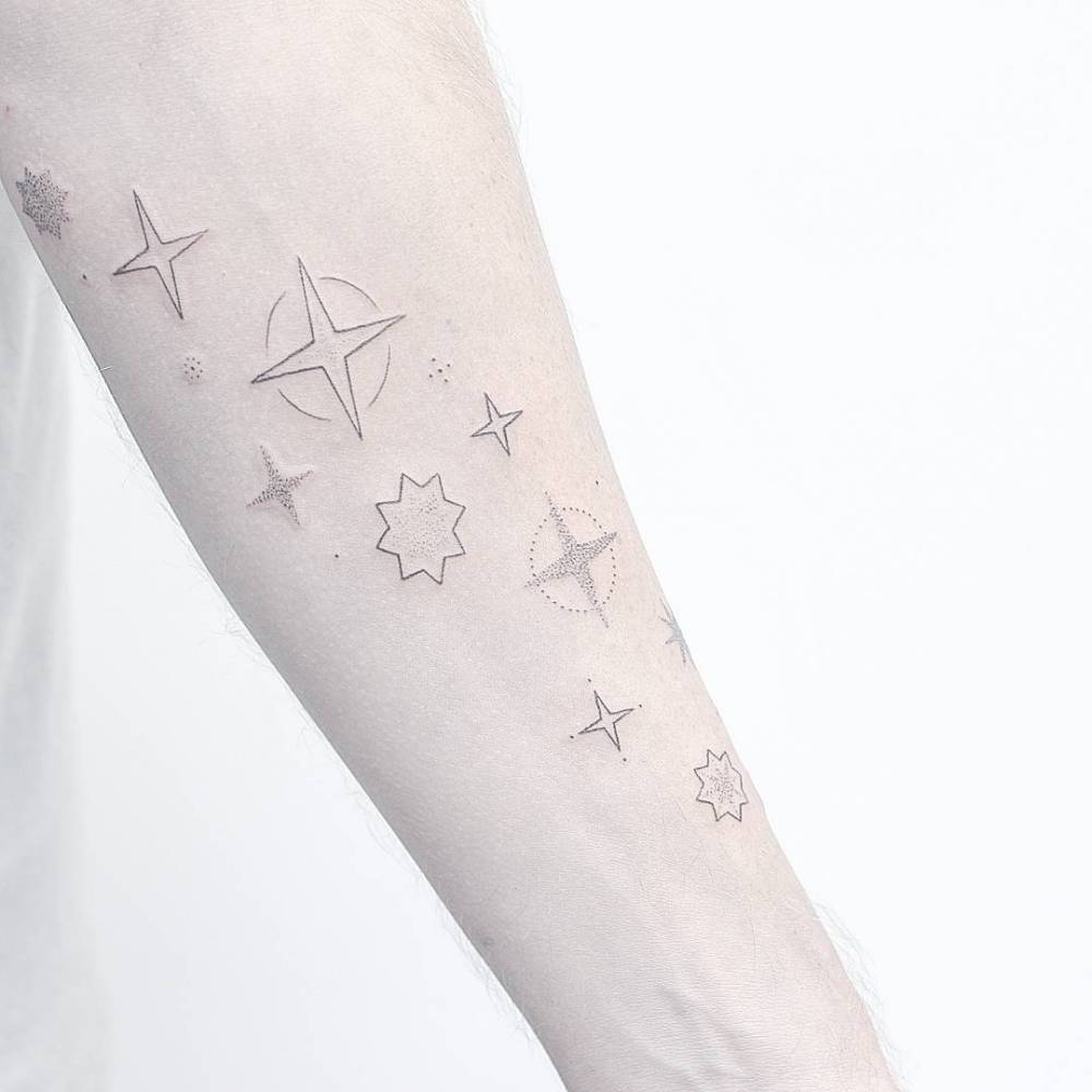 Dot-work stars tattoo