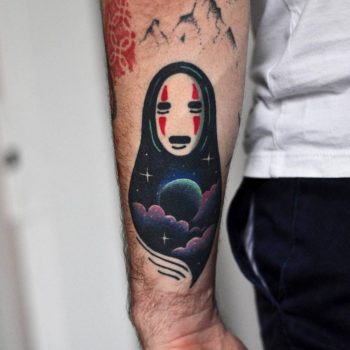 Double exposure Spirited Away tattoo