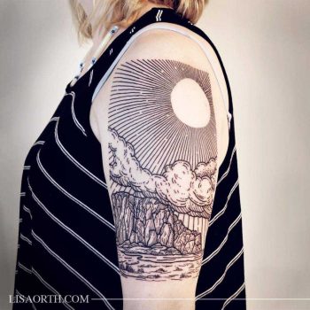 Engraving style landscape by Lisa Orth