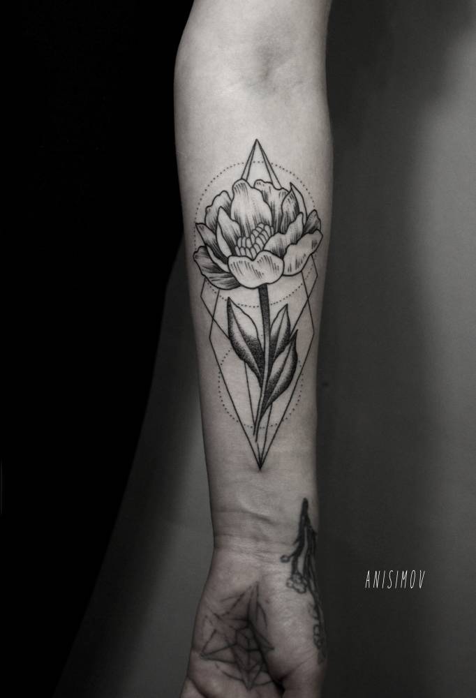 Flower tattoo by Ilya Anisimov