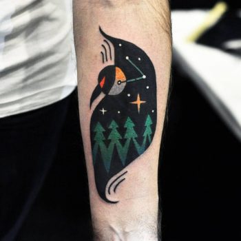 Forest at night tattoo by David Cote