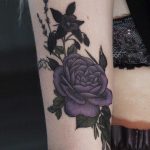 Garden rose, aquilegia, lavender, and lily of the valley tattoo
