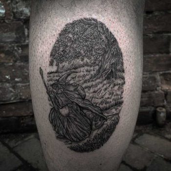 Gendalf tattoo on the calf