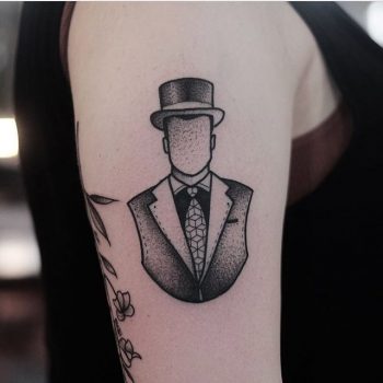 Gentleman's bust tattoo by Jonas Ribeiro