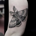 Grey moth tattoo by Roald VD Broek