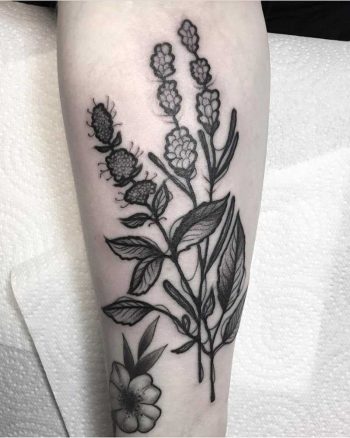 Grey plant tattoo by Vera Ickler