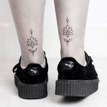 Matching Lotus tattoos by Rach Ainsworth