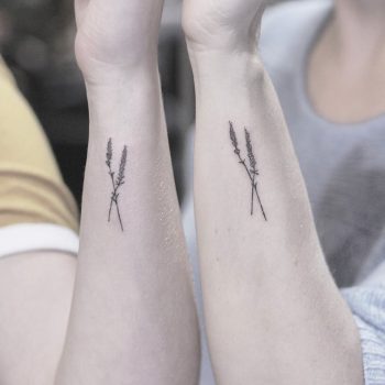Matching mother and daughter lavander tattoos