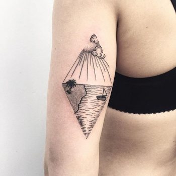 Minimalist landscape tattoo by Roma Severov