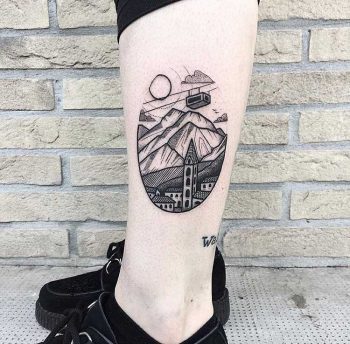 Mountains tattoo by Bombay Foor