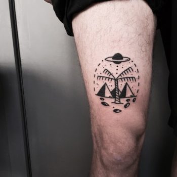 Pyramids and palm tree tattoo