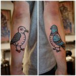Seagull and pigeon tattoos