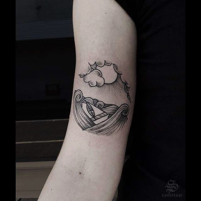 Seascape tattoo on the arm
