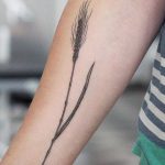Single wheat straw tattoo