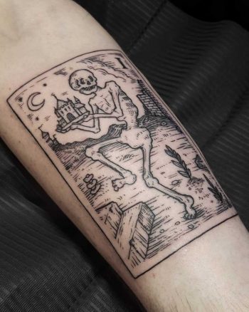 Skeleton with a castle