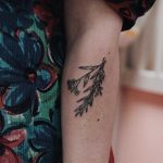 Tiny rosemary and forget me not tattoo
