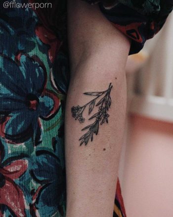 Tiny rosemary and forget me not tattoo