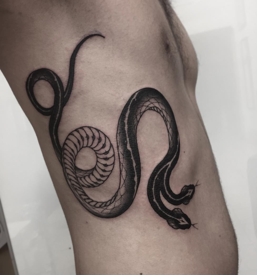 Two head snake tattoo - Tattoogrid.net.