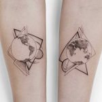 Whole world and geometrics tattoo