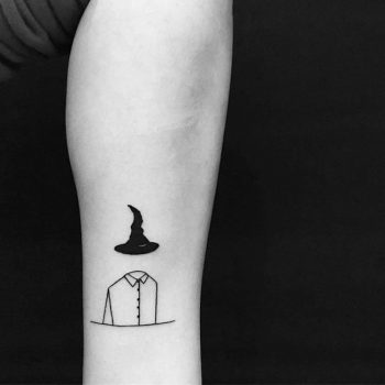 Wizzard cap and torso tattoo