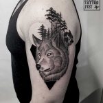 Wolf and forest tattoo