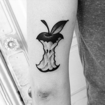 Apple core tattoo by artist Miedoalvacio