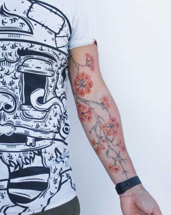 Araguaney tree branch tattoo