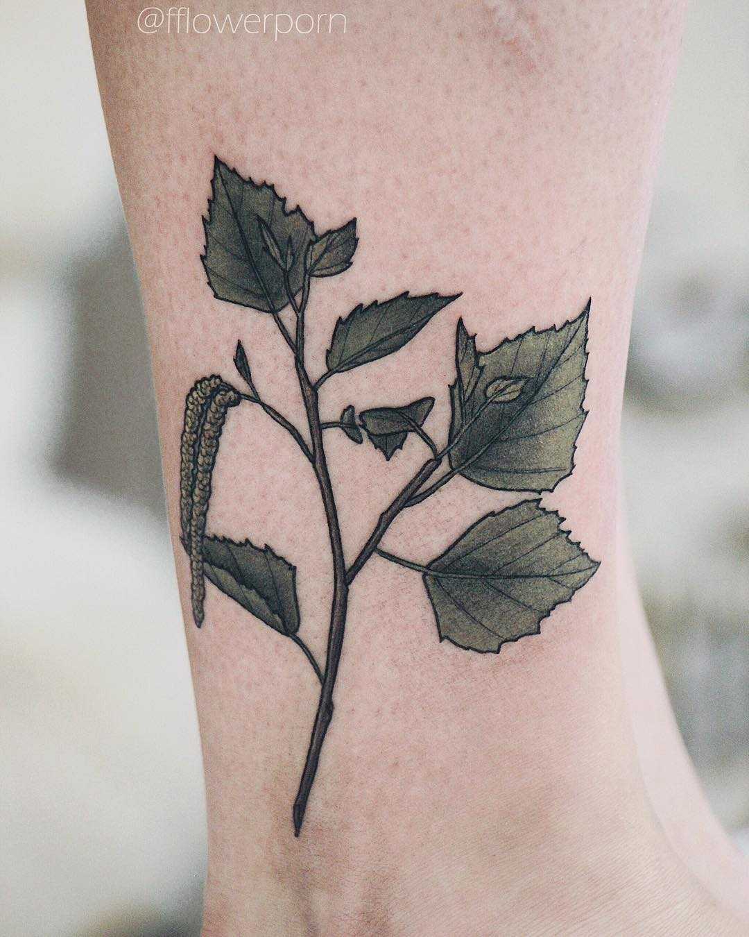Birch branch tattoo on ankle