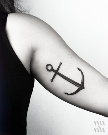 Black anchor tattoo by Warda