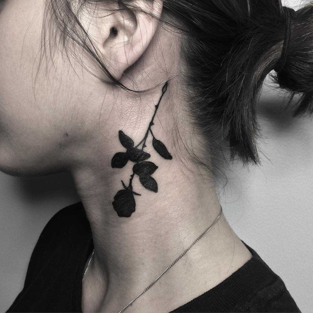 Beautiful Neck Rose Tattoo