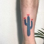 Blue cactus tattoo by Agata Agataris