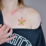 Chestnut leaf tattoo by Valeria Yarmola
