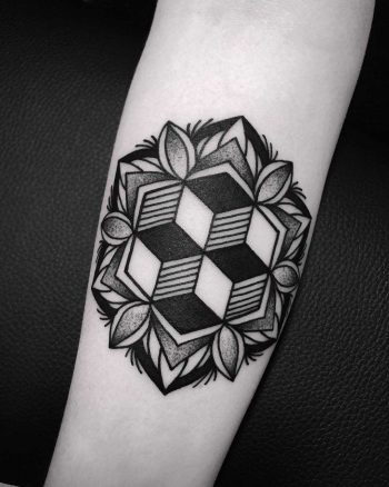 Cool geometry and mandala tattoo by Wagner Basei