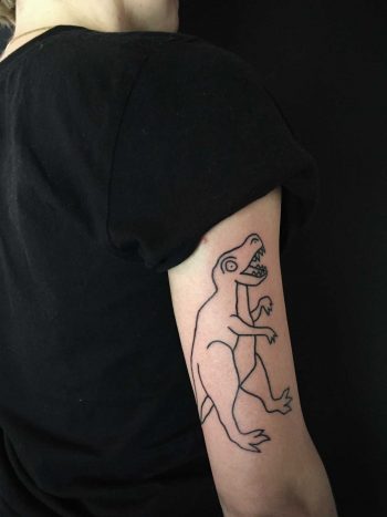Cute outline dino tattoo