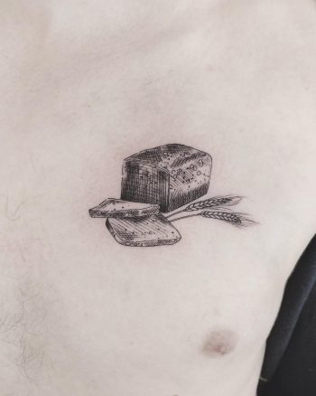 Danish rugbrød tattoo by Annelie Fransson