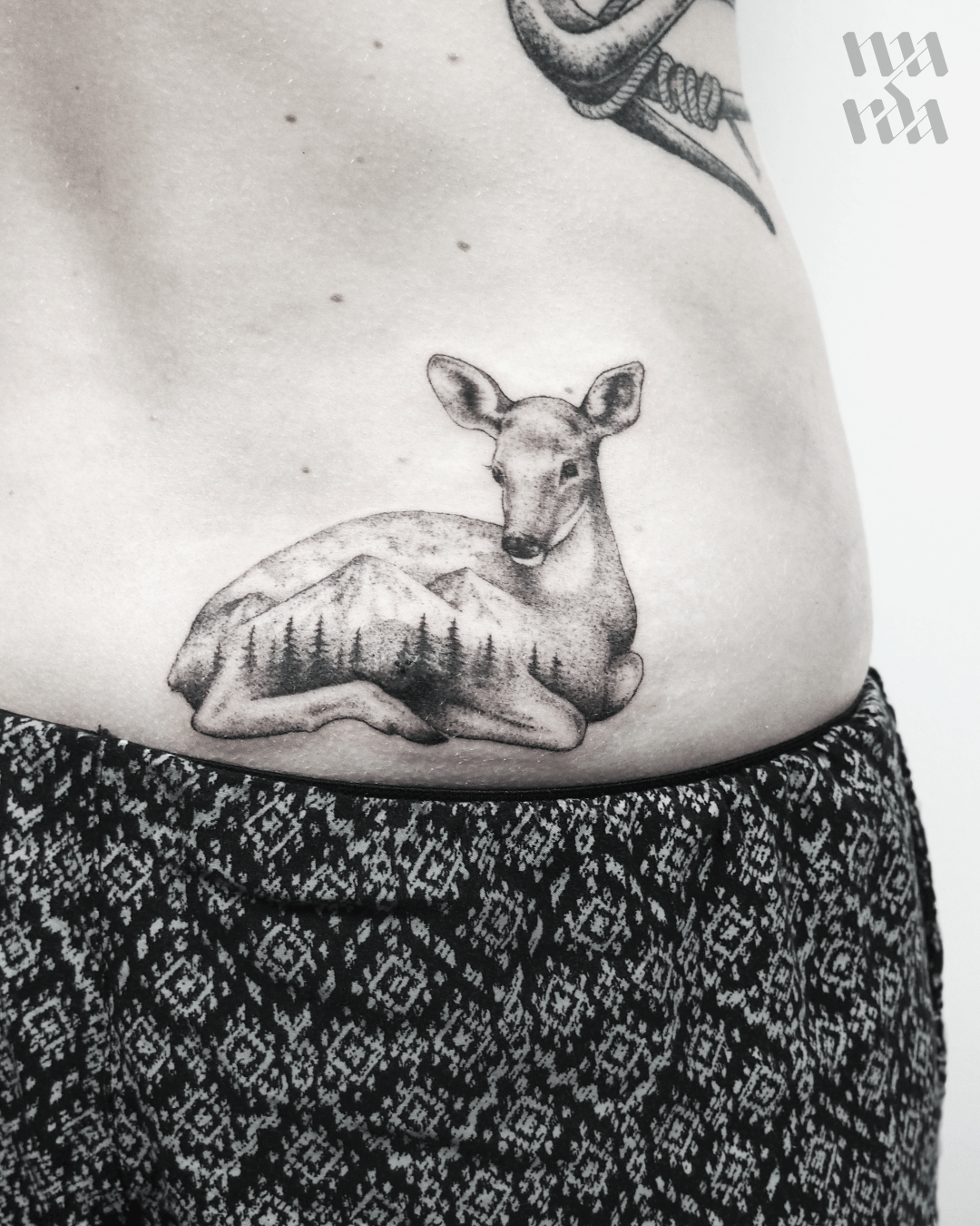 Deer and mountains tattoo by Warda