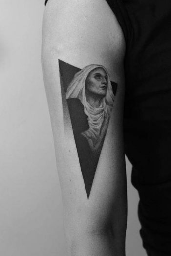 Dot-work Saint Monica tattoo