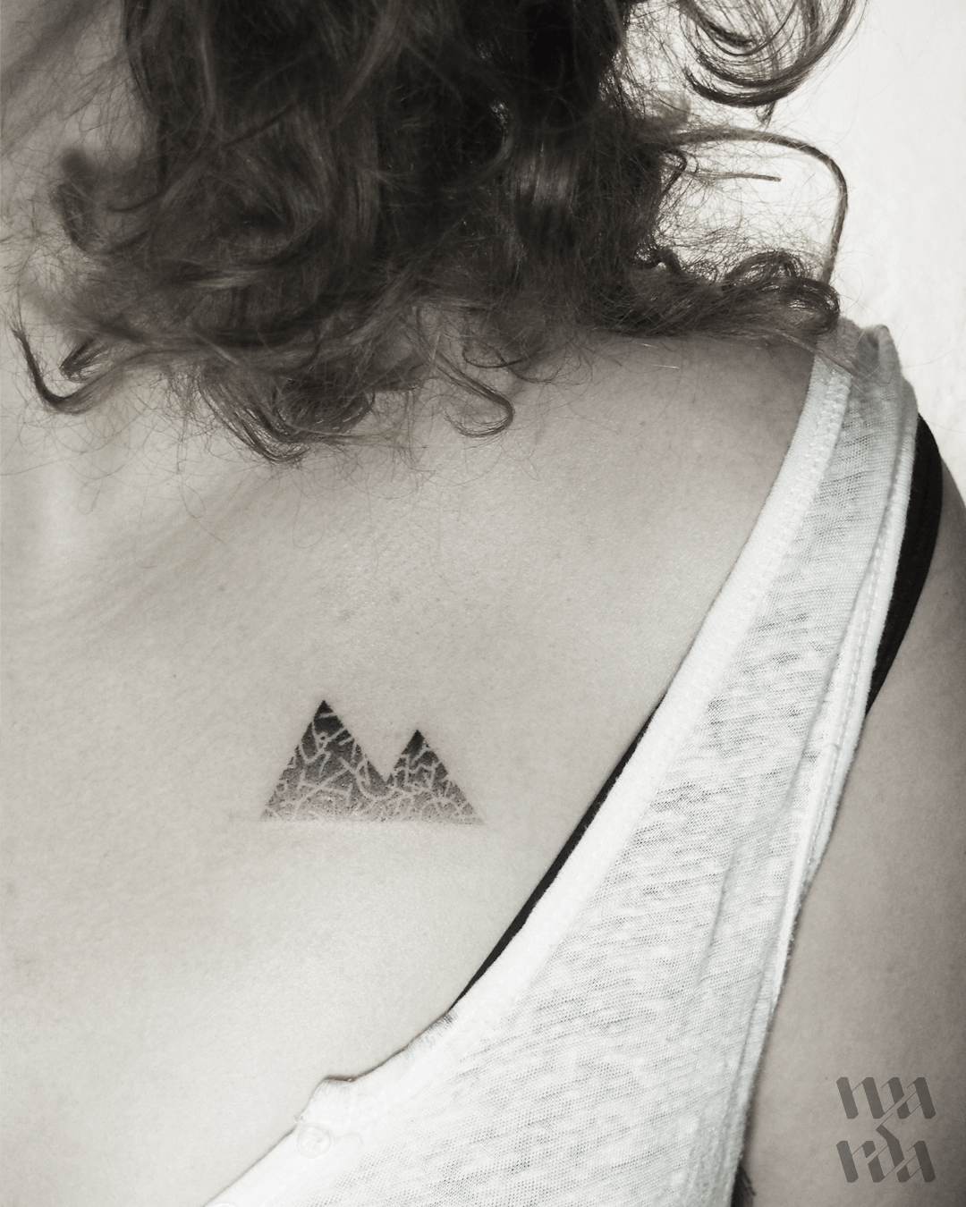Dot-work mountains tattoo by Warda