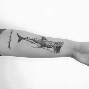 Dot-work shark tattoo