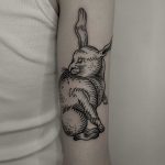 Engraving rabbit tattoo by Andrei Svetov