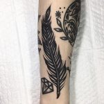 Feather and diamond tattoo by Ssik Boy