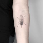 Fineline feather tattoo by Conz Thomas