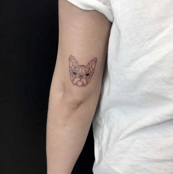 Fineline frenchie tattoo by Nerdymatch Loredana