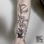 Flowers and moon tattoo