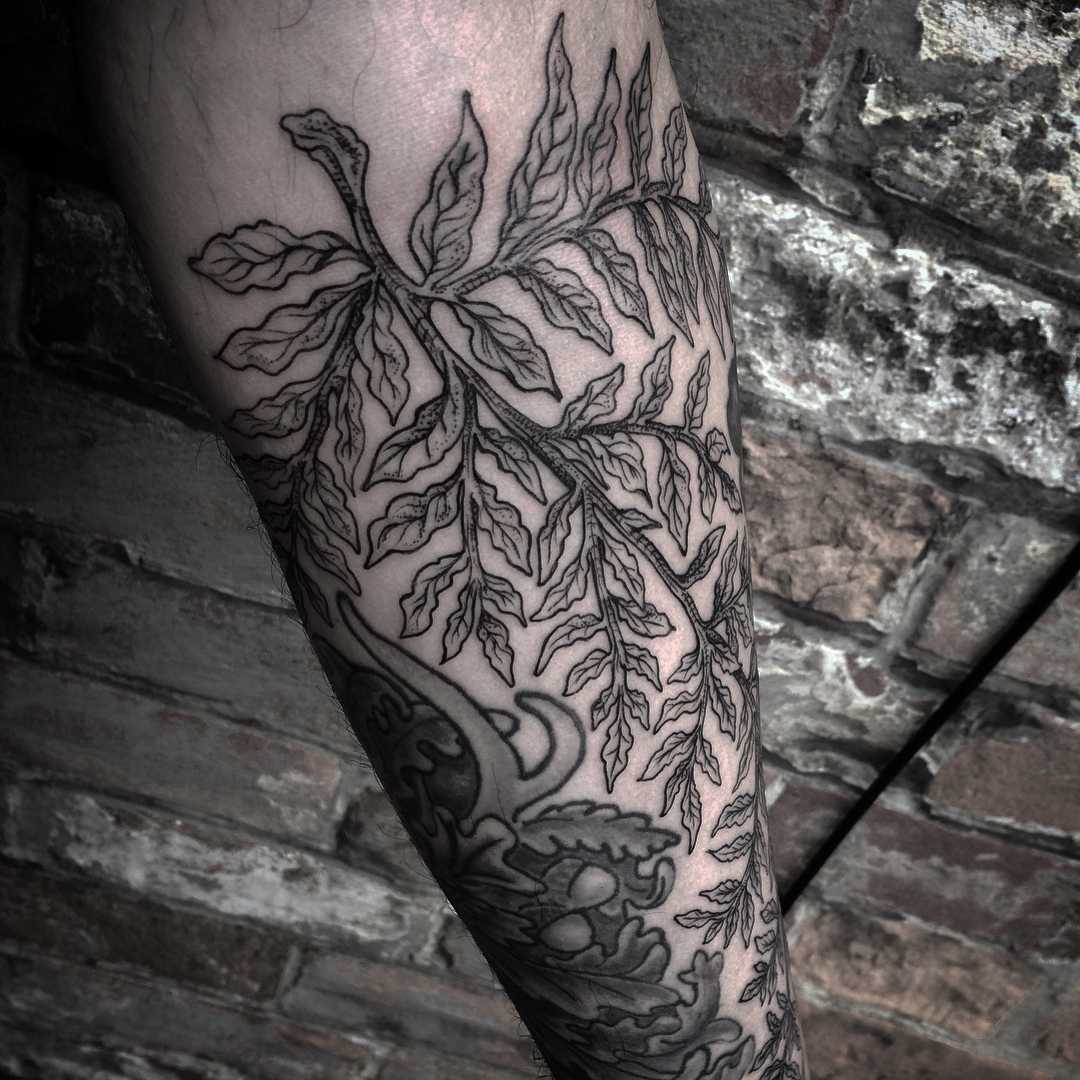 Freehand fern leaf tattoo