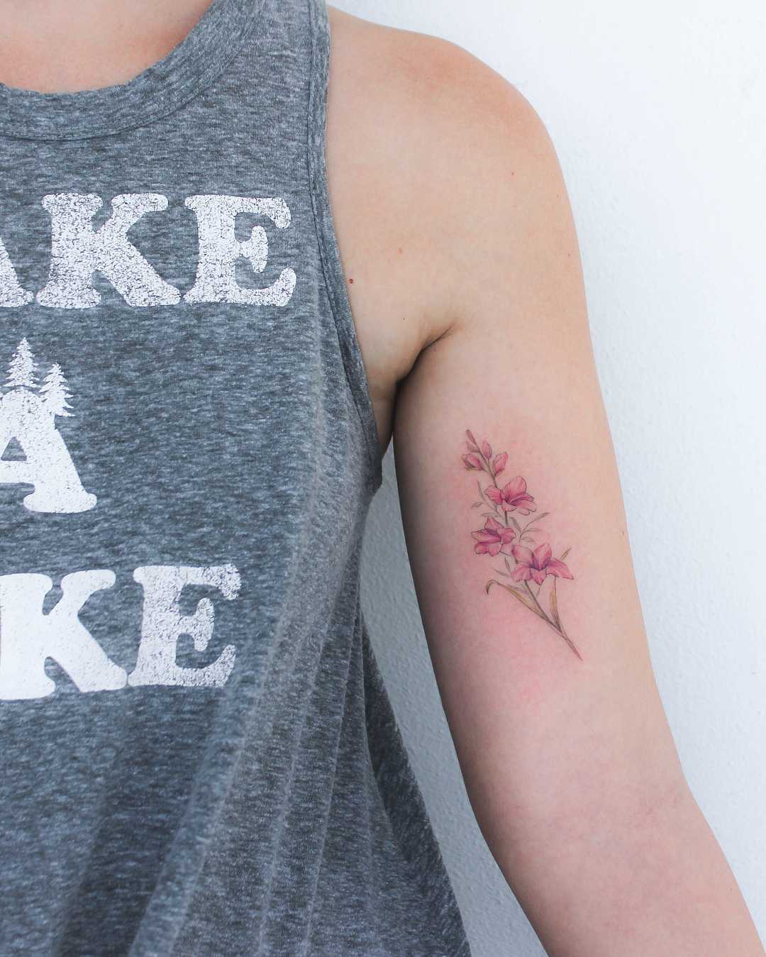 Gladiolus flower tattoo 