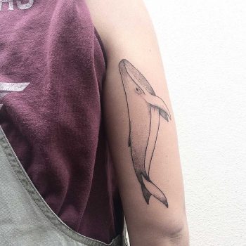 Hand-poked whale tattoo