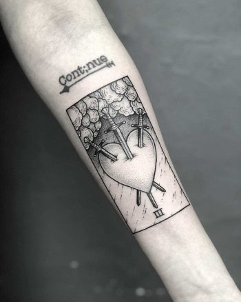 Heart and three swords by Lozzy Bones Tattoo