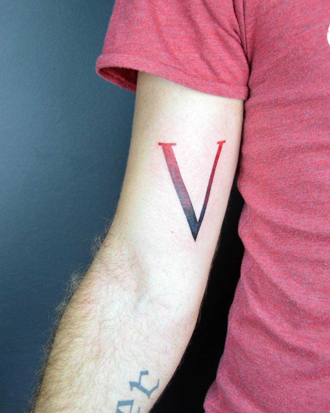 Letter V tattoo by Mavka Leesova