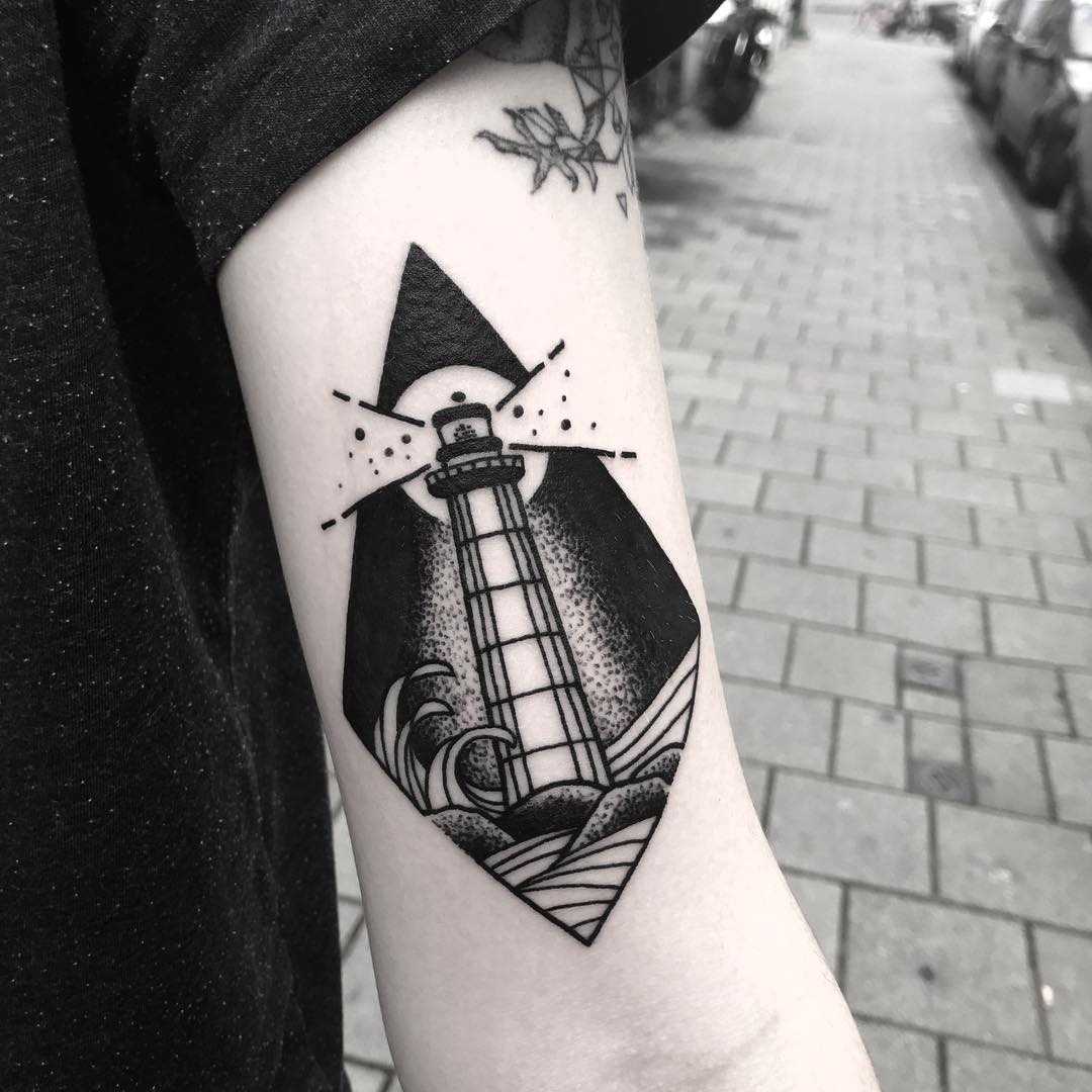 Lighthouse tattoo by Wagner Basei